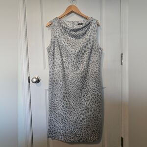  J. McLaughlin Delilah Silver Gray Safari Cheetah Print Suede Sheath Sz XL